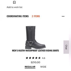 Men’s Hustings waterproof Harley Davidson riding leather boots size 11.5